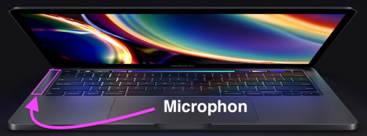 Where is the microphone on a macbook air