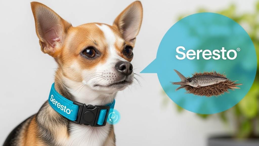 Seresto collar on a Chihuahua showing pest protection