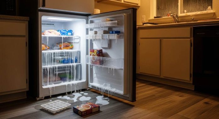 Frozen food partially thawed inside Houston apartment freezer