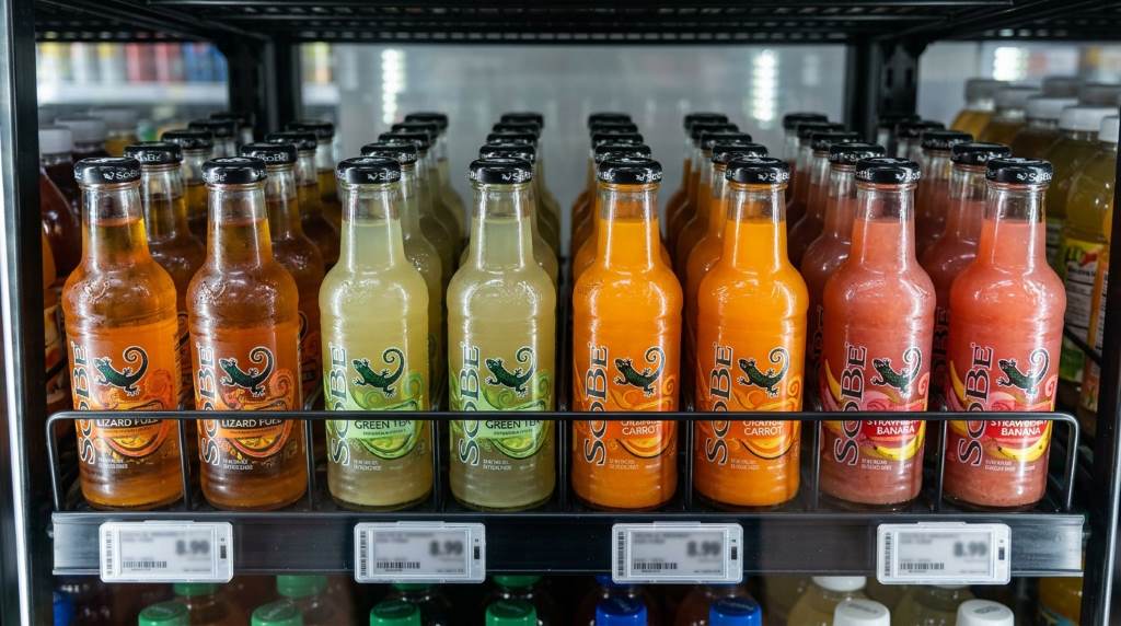 Classic SoBe drink bottles on retail shelf