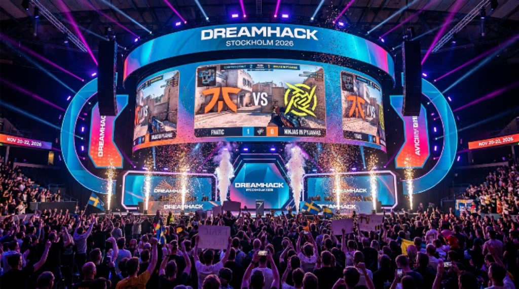 Esports tournament main stage at DreamHack Stockholm November 2026