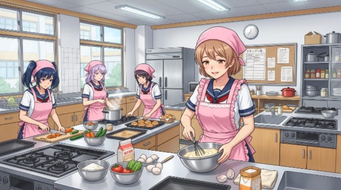 Ayano entering the Cooking Club room in Yandere Simulator